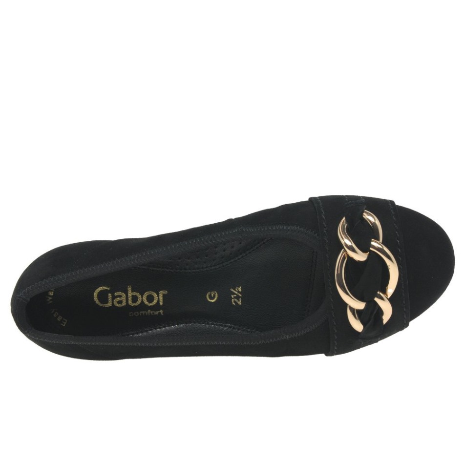 Gabor Daim Noir | Ballerines Sigrid Exclusives Pour Femmes